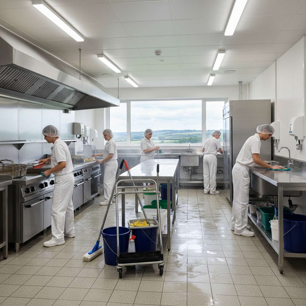 KS Cleaning team in a Taunton restaurant kitchen